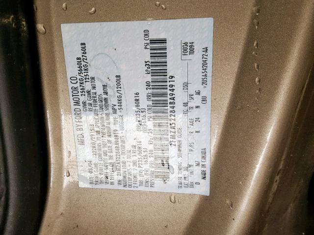 2FMZA52284BA94919 - 2004 FORD FREESTAR S TAN photo 10