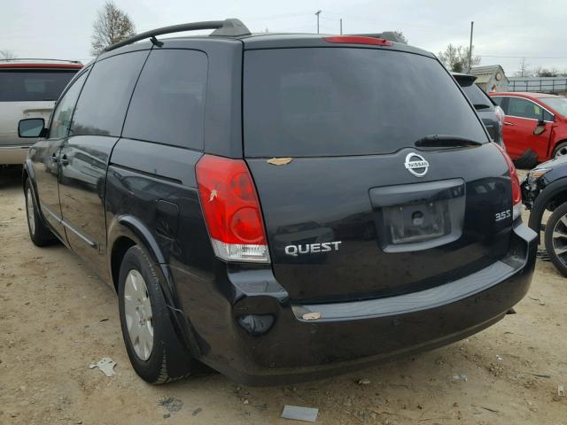 5N1BV28U95N120284 - 2005 NISSAN QUEST S BLACK photo 3