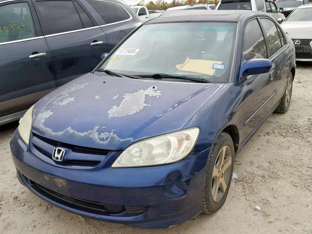 2HGES26754H502196 - 2004 HONDA CIVIC EX BLUE photo 2