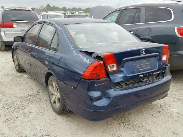 2HGES26754H502196 - 2004 HONDA CIVIC EX BLUE photo 3