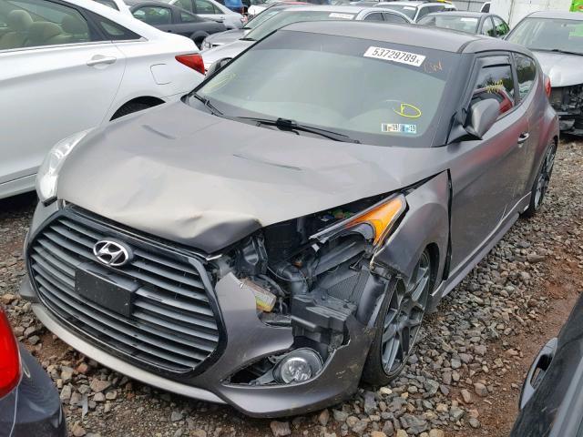 KMHTC6AE3FU233384 - 2015 HYUNDAI VELOSTER T GRAY photo 2