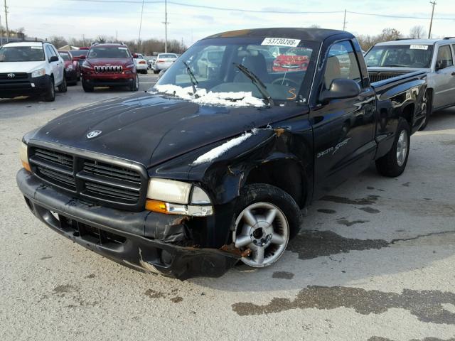 1B7FL26X6YS500150 - 2000 DODGE DAKOTA BLACK photo 2