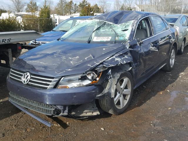 1VWBP7A38CC040932 - 2012 VOLKSWAGEN PASSAT SE BLUE photo 2