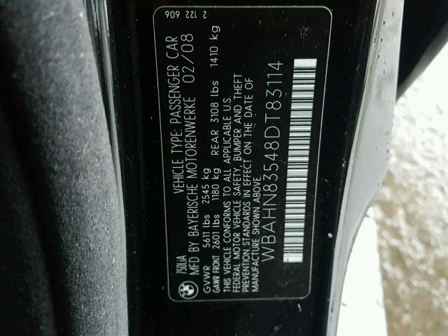 WBAHN83548DT83114 - 2008 BMW 750 LI BLACK photo 10