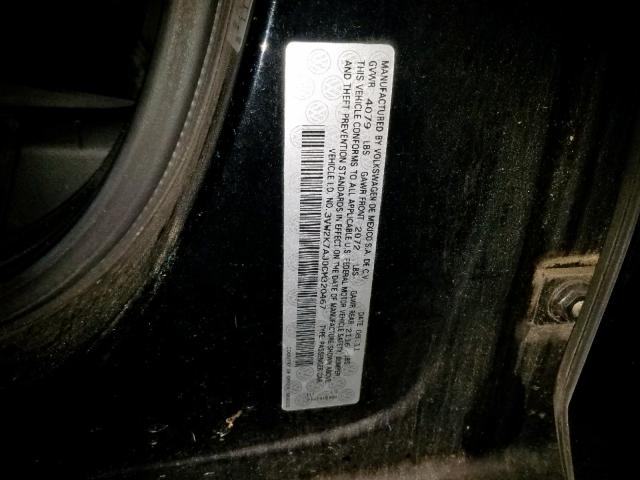 3VW2K7AJ0CM320467 - 2012 VOLKSWAGEN JETTA BASE 黑色 照片 10