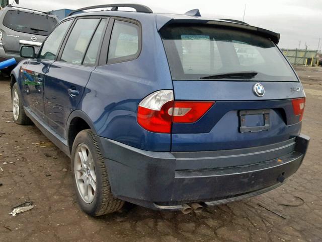 WBXPA73495WC46896 - 2005 BMW X3 2.5I BLUE photo 3