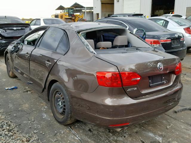 3VW2K7AJ6EM209179 - 2014 VOLKSWAGEN JETTA BASE BROWN photo 3