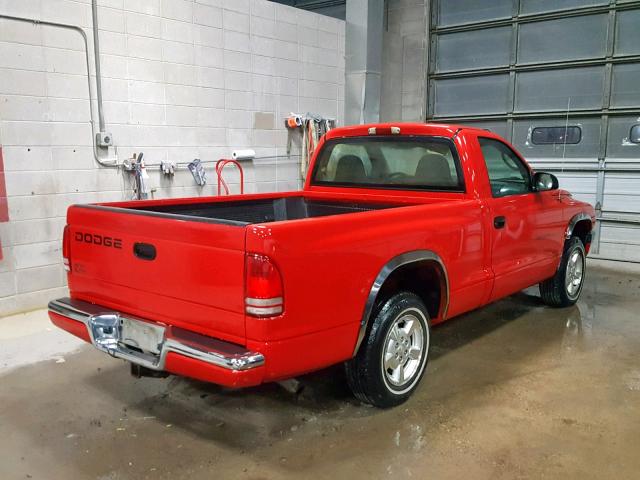 1B7FL36X82S601347 - 2002 DODGE DAKOTA SPO RED photo 4