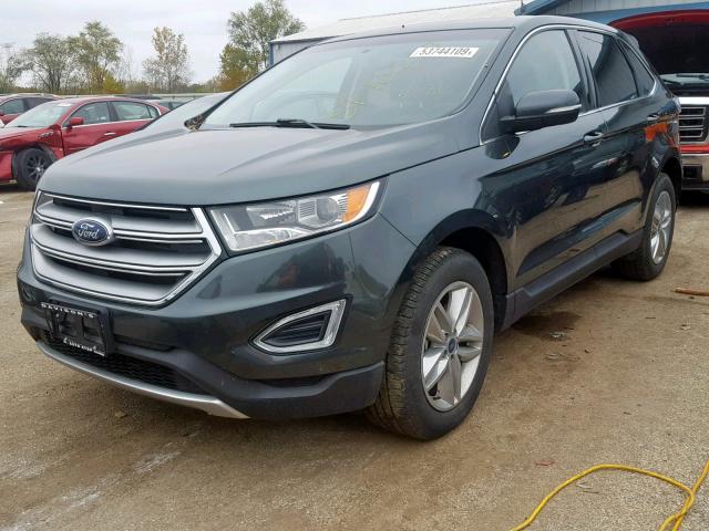 2FMTK4J81FBB22341 - 2015 FORD EDGE SEL GREEN photo 2