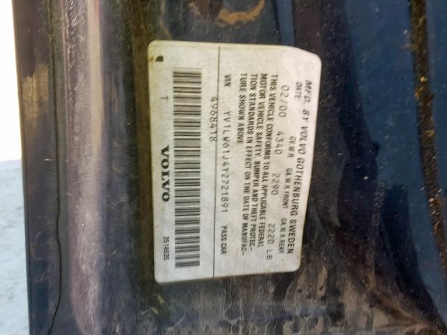 YV1LW61J4Y2721891 - 2000 VOLVO V70 BASE BLUE photo 10