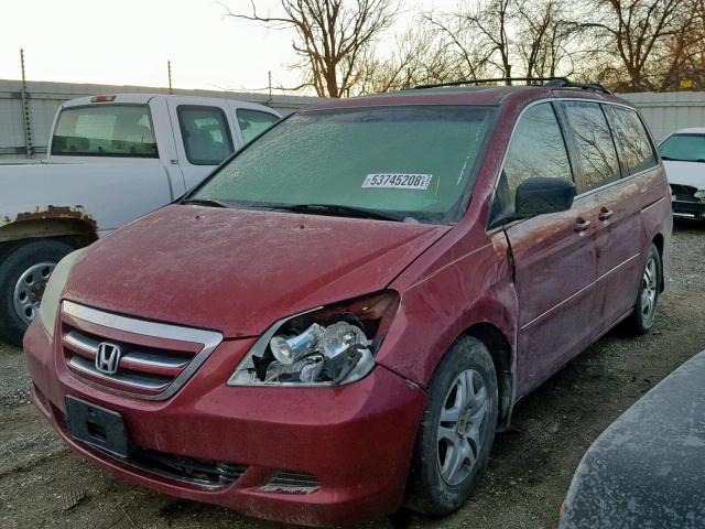 5FNRL38605B408984 - 2005 HONDA ODYSSEY EX BURGUNDY photo 2