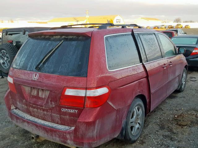 5FNRL38605B408984 - 2005 HONDA ODYSSEY EX BURGUNDY photo 4