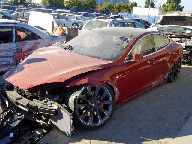 5YJSA1E46JF263183 - 2018 TESLA MODEL S RED photo 2