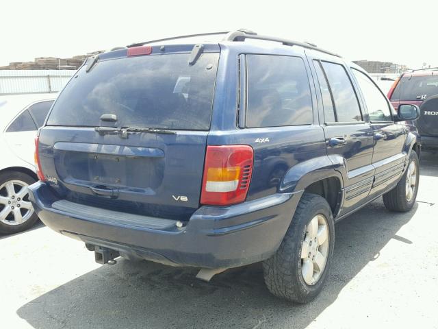 1J4GW58N21C660268 - 2001 JEEP GRAND CHER BLUE photo 4