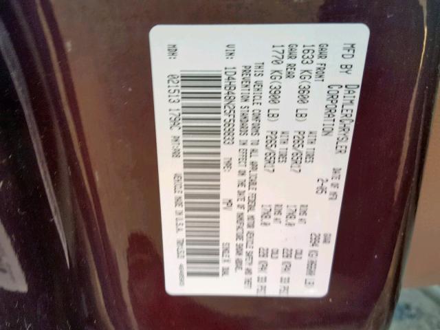 1D4HB48N25F569833 - 2005 DODGE DURANGO SL BURGUNDY photo 10