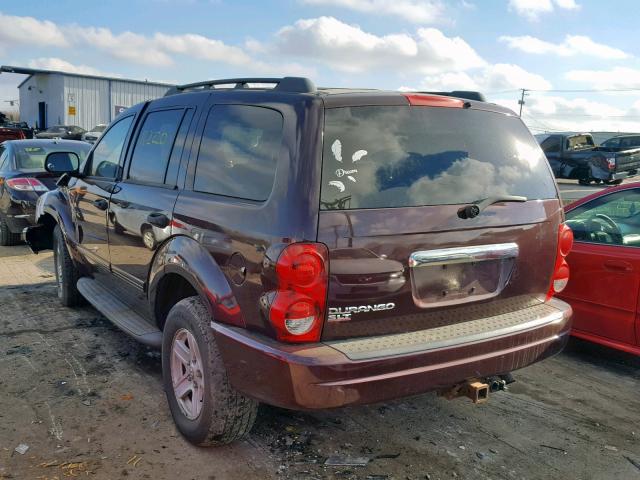 1D4HB48N25F569833 - 2005 DODGE DURANGO SL BURGUNDY photo 3