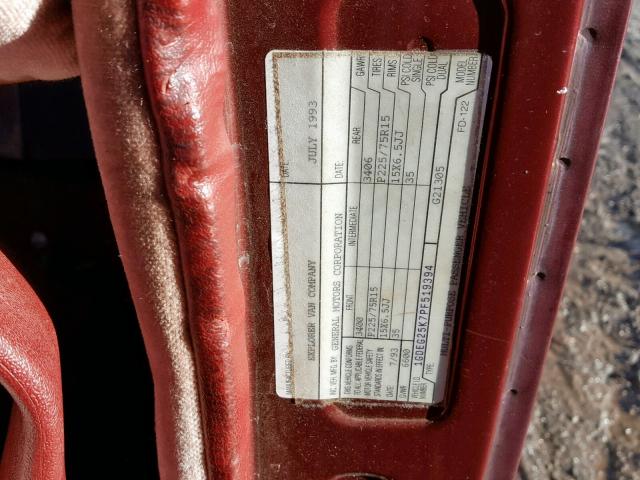 1GDEG25K7PF519394 - 1993 GMC RALLY WAGO BURGUNDY photo 10