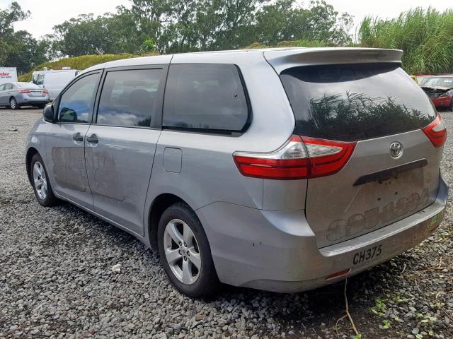 5TDZK3DC4FS615275 - 2015 TOYOTA SIENNA SILVER photo 3