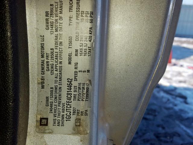 1GCJTCFE4C8144642 - 2012 CHEVROLET COLORADO L SILVER photo 10