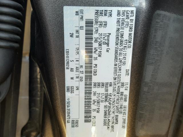 1FADP3N28EL458647 - 2014 FORD FOCUS TITA GRAY photo 10