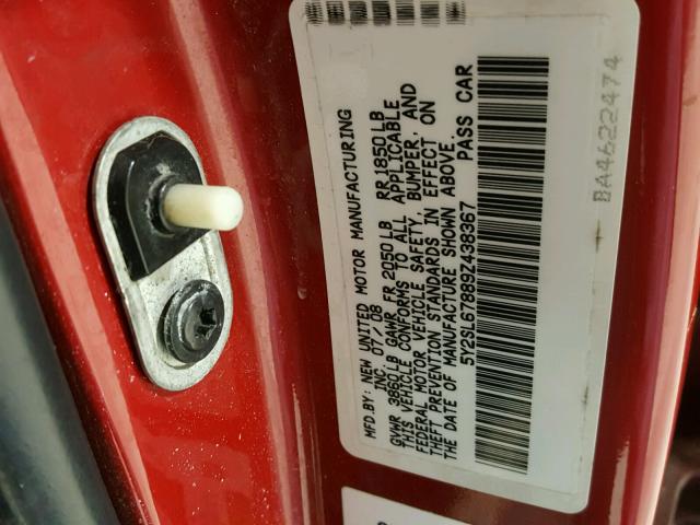 5Y2SL67889Z438367 - 2009 PONTIAC VIBE RED photo 10