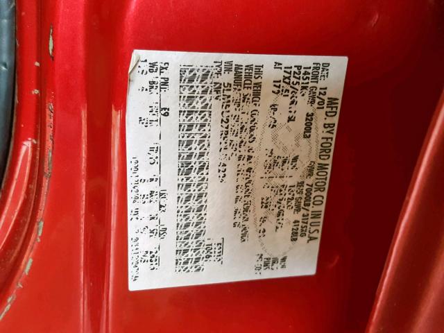 5LMEU27R82LJ14204 - 2002 LINCOLN NAVIGATOR 红色 照片 10