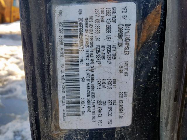 2C4GF68485R660713 - 2005 CHRYSLER PACIFICA T BLUE photo 10