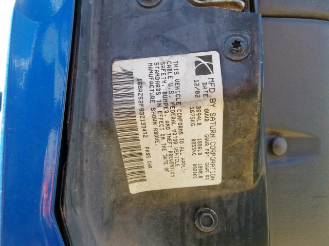 1G8AZ52F93Z133472 - 2003 SATURN ION LEVEL BLUE photo 10