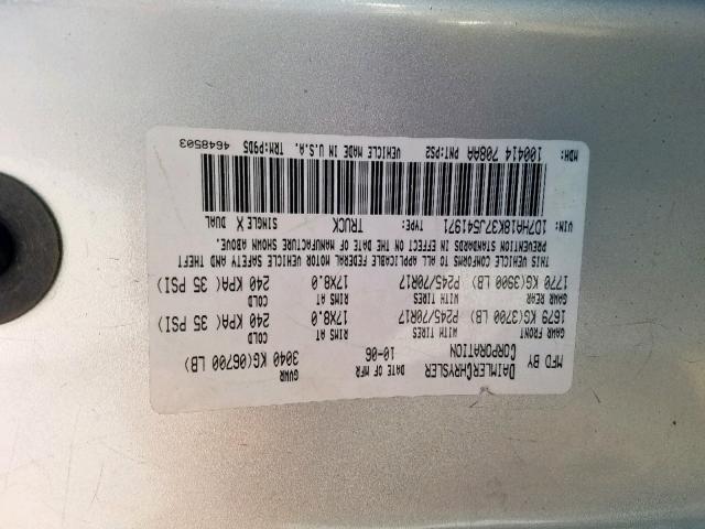 1D7HA18K37J541971 - 2007 DODGE RAM 1500 S SILVER photo 10