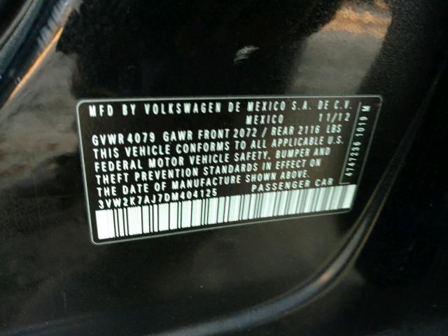 3VW2K7AJ7DM404125 - 2013 VOLKSWAGEN JETTA BASE BLACK photo 10
