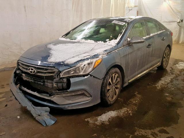 5NPE34AF8FH063513 - 2015 HYUNDAI SONATA SPO BLUE photo 2