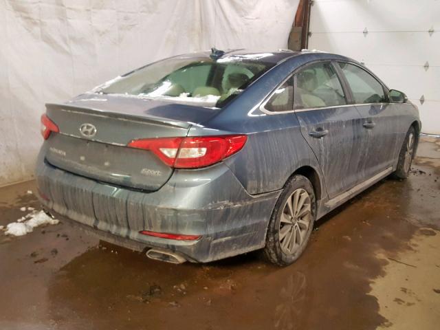 5NPE34AF8FH063513 - 2015 HYUNDAI SONATA SPO BLUE photo 4