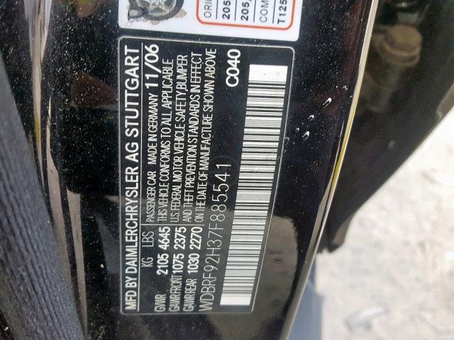 WDBRF92H37F885541 - 2007 MERCEDES-BENZ C 280 4MAT BLACK photo 10