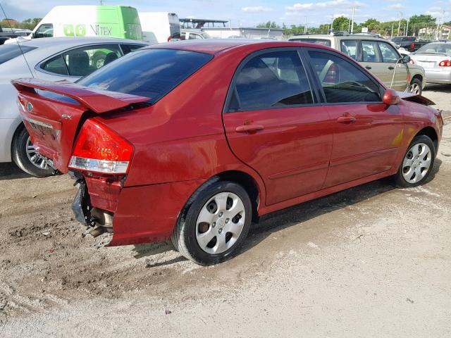 KNAFE121285531915 - 2008 KIA SPECTRA EX RED photo 4