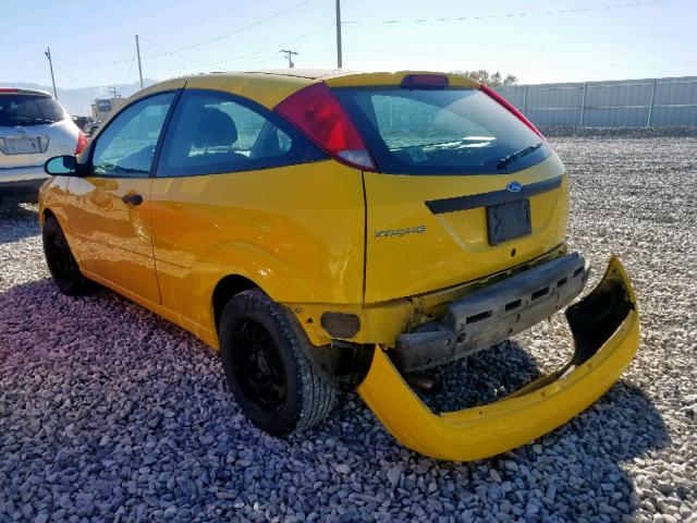1FAFP31NX7W271520 - 2007 FORD FOCUS ZX3 YELLOW photo 3