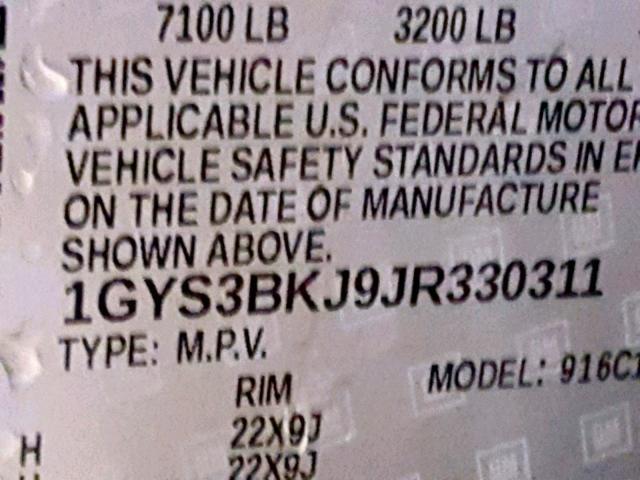 1GYS3BKJ9JR330311 - 2018 CADILLAC ESCALADE L SILVER photo 10