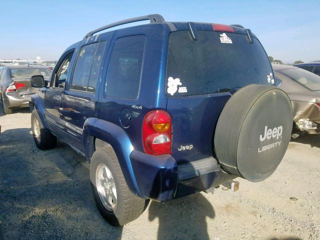 1J4GL58K02W255945 - 2002 JEEP LIBERTY LI BLUE photo 3