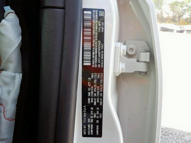 ZACCJAAB7HPE55420 - 2017 JEEP RENEGADE S WHITE photo 10