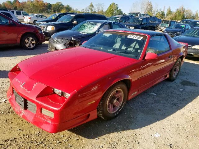 1G1FP23T9ML130539 - 1991 CHEVROLET CAMARO RS RED photo 2