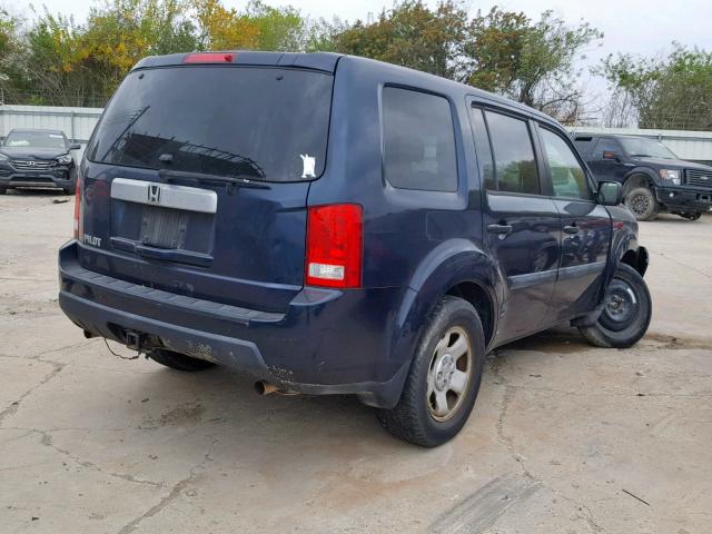 5FNYF3H2XBB025873 - 2011 HONDA PILOT LX BLUE photo 4