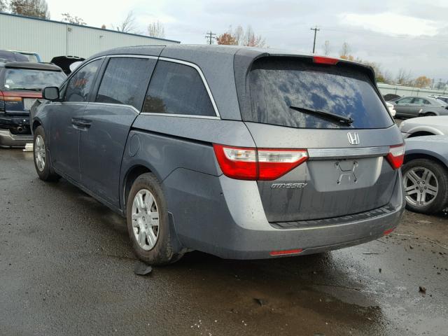 5FNRL5H20DB041821 - 2013 HONDA ODYSSEY LX GRAY photo 3