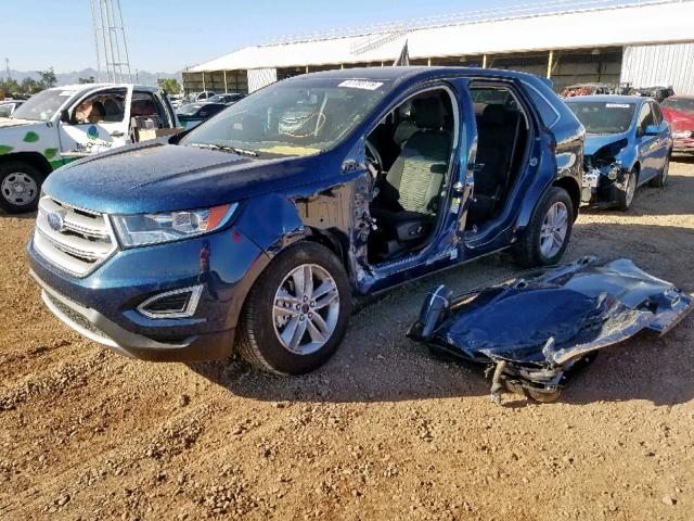 2FMPK3J87HBC65518 - 2017 FORD EDGE SEL BLUE photo 2