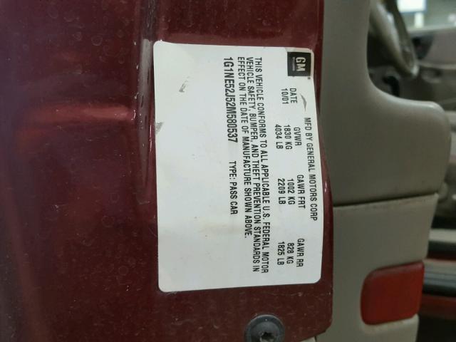 1G1NE52J52M580537 - 2002 CHEVROLET MALIBU LS 红色 照片 10