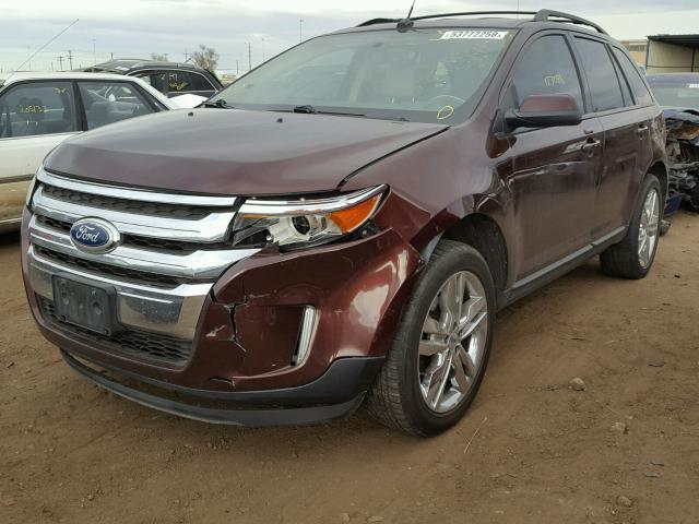 2FMDK4JC2CBA91931 - 2012 FORD EDGE SEL BURGUNDY photo 2