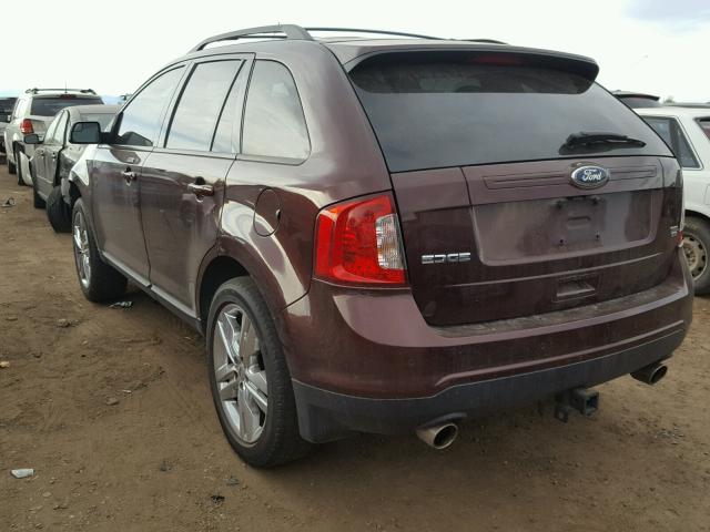 2FMDK4JC2CBA91931 - 2012 FORD EDGE SEL BURGUNDY photo 3