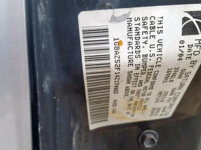 1G8AZ52F14Z174065 - 2004 SATURN ION LEVEL SILVER photo 10