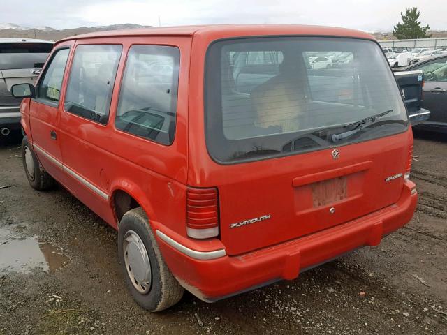 2P4GH2536NR660834 - 1992 PLYMOUTH VOYAGER RED photo 3