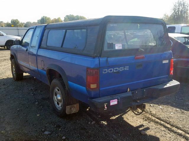 1B7GG23YXSW917695 - 1995 DODGE DAKOTA BLUE photo 3