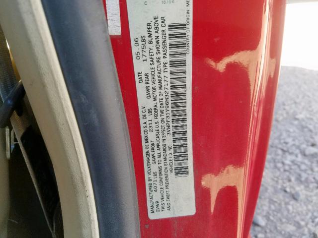 3VWPF31Y96M327177 - 2006 VOLKSWAGEN NEW BEETLE 红色 照片 10