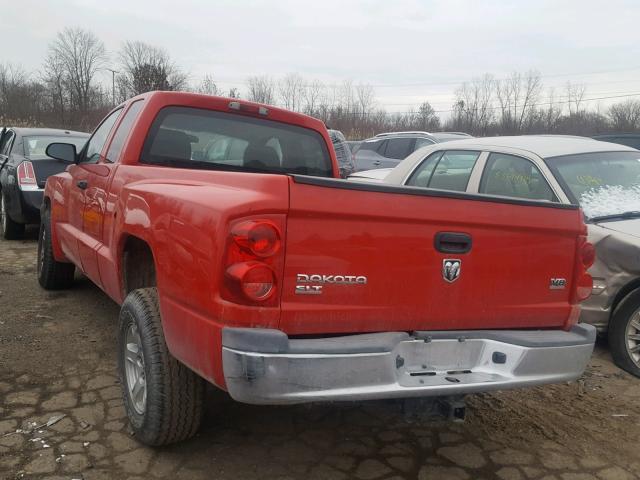 1D7HE42N95S207704 - 2005 DODGE DAKOTA SLT RED photo 3